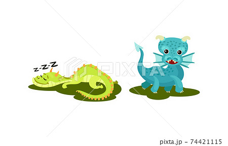 Little Baby Dragons as Fairy Winged Creatures Capable of Breathing Fire Vector Set Little Baby Dragons as Fairy Winged Creatures Capable of Breathing Fire Vector Set 74421115