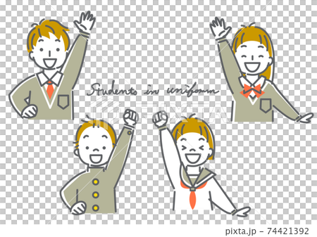 Simple and cute line art illustration material set for middle and high school students Simple and cute line art illustration material set for middle and high school students 74421392