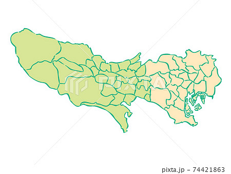 東京都 東京 新宿区 都道府県別 行政区域マップのイラスト素材