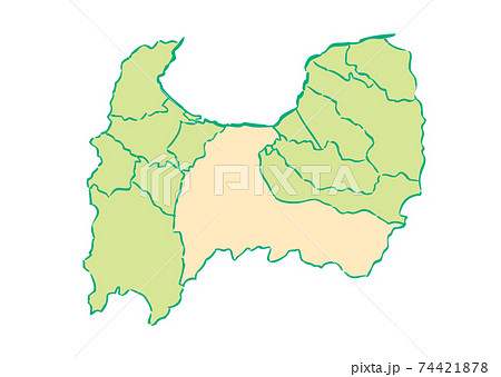 富山県 富山市 都道府県別 行政区域マップのイラスト素材