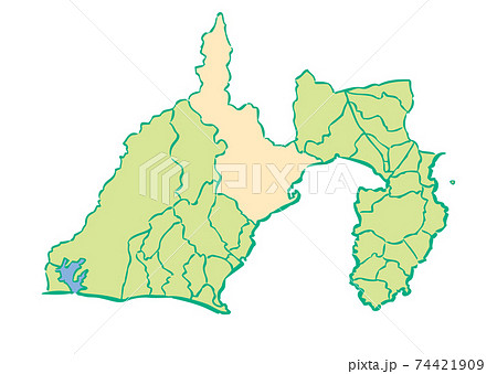 静岡県 静岡市 都道府県別 行政区域マップのイラスト素材