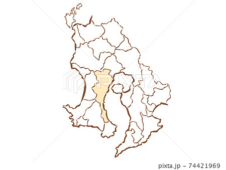 鹿児島県 鹿児島市 都道府県別 行政区域マップのイラスト素材