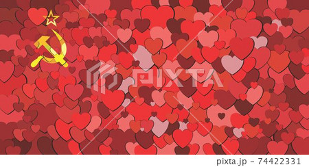 Soviet Union flag made of hearts background Soviet Union flag made of hearts background 74422331
