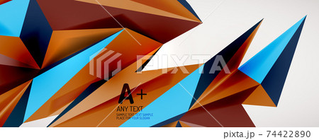 Vector triangle geometric backgrounds. Low poly 3d shape on light backdrop. Vector illustration for covers, banners, flyers and posters and other designs 74422890