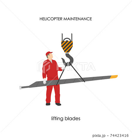 Repair and maintenance of helicopters. Lifting blades. Airplane service. Industrial image 74423416