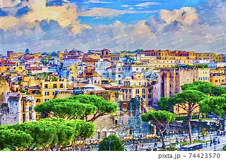イタリア・ローマの風景のイラスト素材 [74423570] - PIXTA