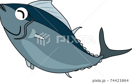 可愛いジャンプするマグロのイラスト素材