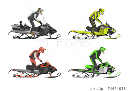 Isolated snowmobiles. Transport for extreme sport. Snowmobile with driver 74424058