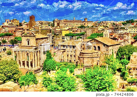 イタリア・ローマの風景のイラスト素材 [74424806] - PIXTA