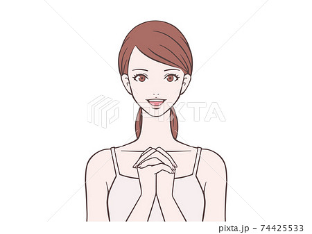 手を組む女性のイラスト素材