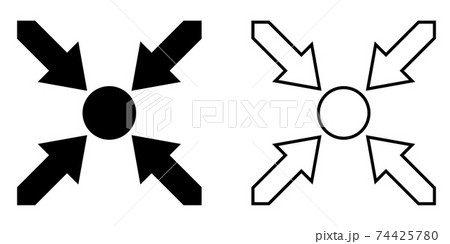 icon sign meeting place, event center, vector arrows point to center circle meeting place, epicenter icon sign meeting place, event center, vector arrows point to center circle meeting place, epicenter 74425780