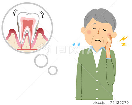 歯周病の高齢者のイラスト素材