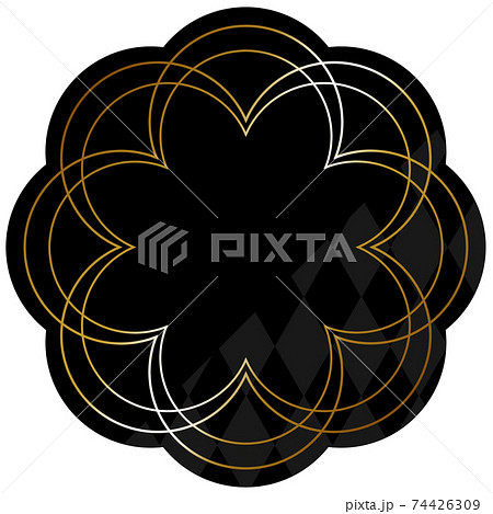 華やかなフレーム　ブラック＆ゴールド　一部にダイヤパターン 74426309