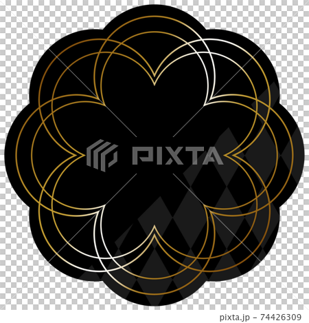 華やかなフレーム　ブラック＆ゴールド　一部にダイヤパターン 74426309