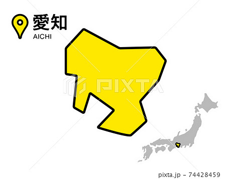 愛知県のデフォルメ地図のベクターイラスト素材のイラスト素材