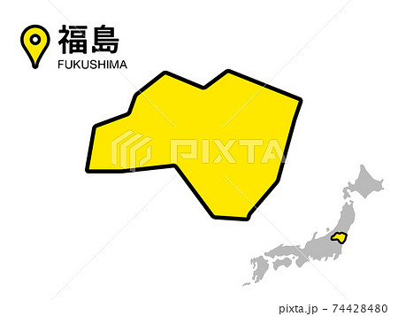 福島県のデフォルメ地図のベクターイラスト素材 74428480