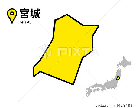 宮城県のデフォルメ地図のベクターイラスト素材のイラスト素材