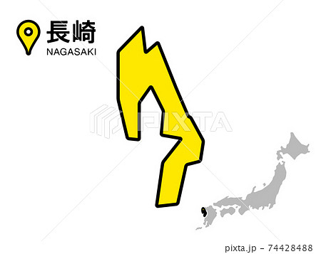 長崎県のデフォルメ地図のベクターイラスト素材のイラスト素材