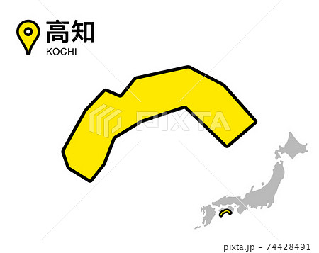 高知県のデフォルメ地図のベクターイラスト素材のイラスト素材