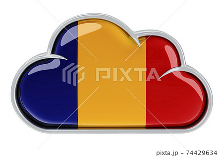Cloud storage service in Romania, 3D rendering 74429634