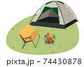 テントとキャンプチェアと焚き火（人物なし） 74430878