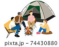 家族で焚き火を囲むキャンプ（背景なし） 74430880