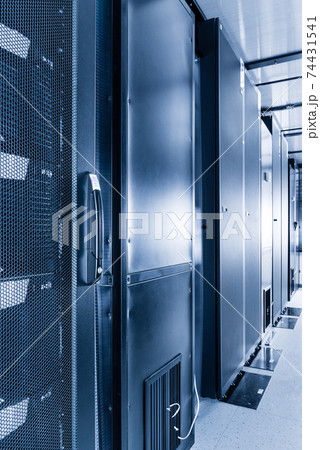 row of sever racks with perspective projection row of sever racks with perspective projection 74431541