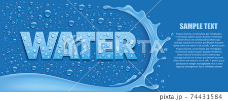 blue background with water splash and many fresh water drops.Place for your text blue background with water splash and many fresh water drops.Place for your text 74431584