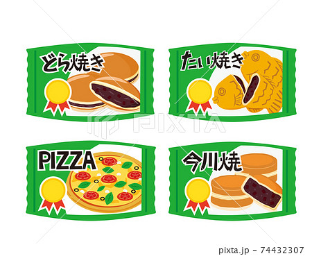冷凍食品のベクターイラスト　和菓子　ピザ　　 74432307