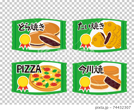 冷凍食品のベクターイラスト　和菓子　ピザ　　 74432307
