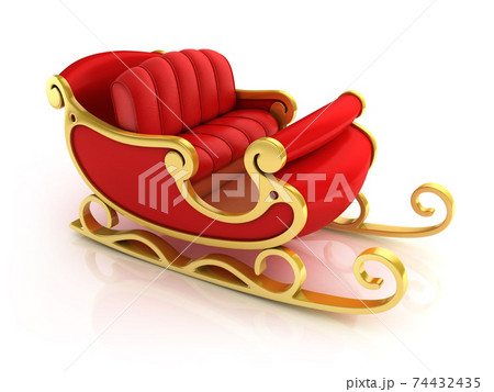 Christmas Santa sleigh - red and golden sledge isolated on white background Christmas Santa sleigh - red and golden sledge isolated on white background 74432435