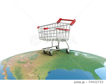 Shopping cart on top of the world Shopping cart on top of the world 74432733