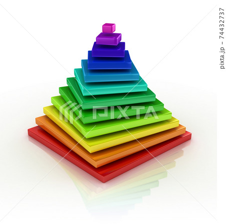 abstract colorful pyramid 3d rendering 74432737