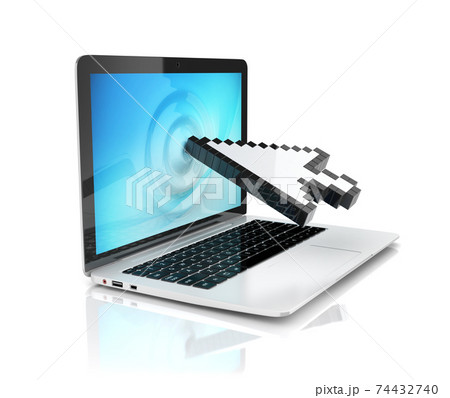 digital era - laptop with 3d cursor 74432740