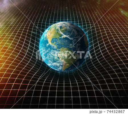 earth's gravity bends space around it 3d rendering earth's gravity bends space around it 3d rendering 74432867