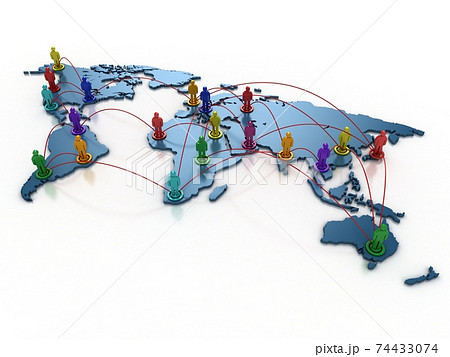 people connecting over the world 3d concept 74433074