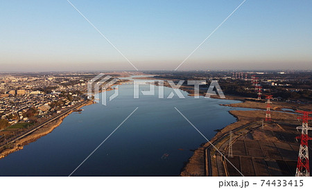 我孫子市の手賀沼の空撮 我孫子市の手賀沼の空撮 74433415