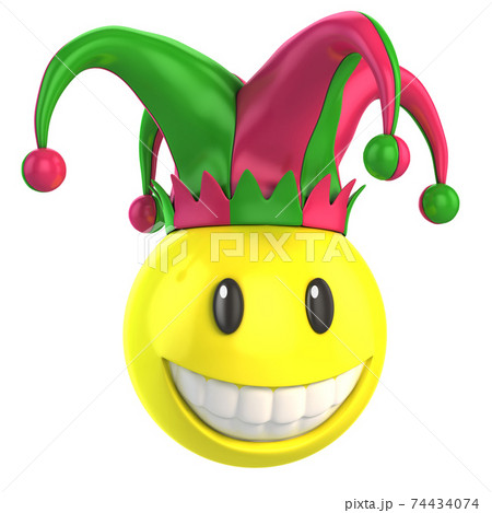 Jester emoji isolated on white background, joker emoticon 3d rendering Jester emoji isolated on white background, joker emoticon 3d rendering 74434074