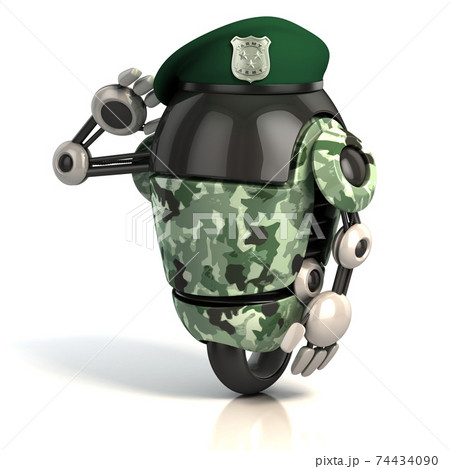 robot soldier on white background 3d illustration 74434090