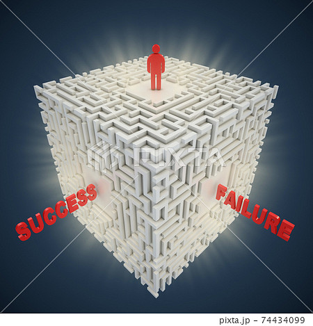 3d maze - success failure concept 74434099