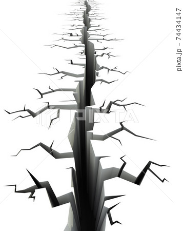 earthquake ground crack 3d rendering 74434147