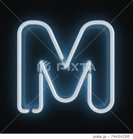 neon 3d font letter M 74434200