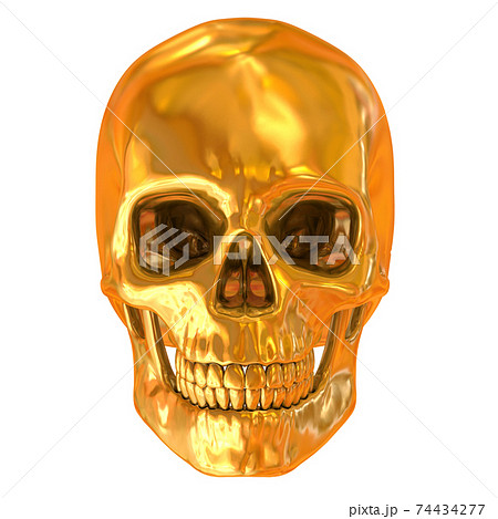 golden skull isolated on white background 74434277