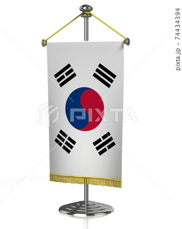 South Korea table flag isolated on white 74434394