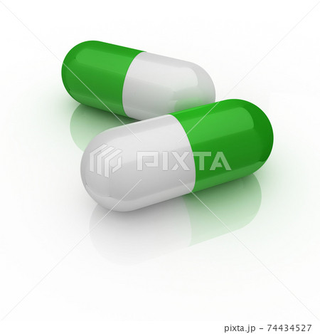 two medical pills 3d illustration isolated on the white 74434527