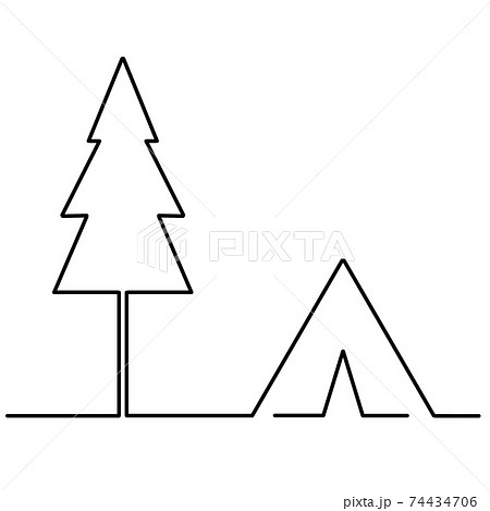 キャンプ　線画 74434706