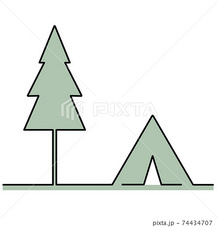 キャンプ　線画 74434707