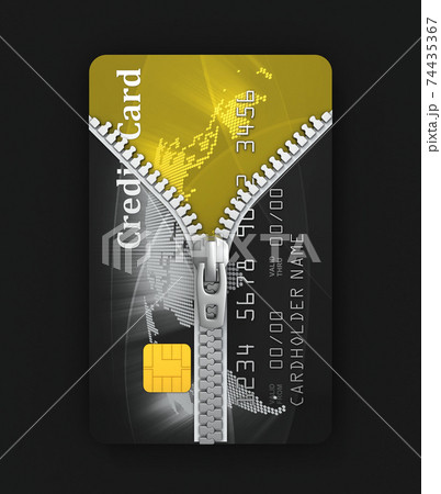 unzipped credit card 3d concept 74435367