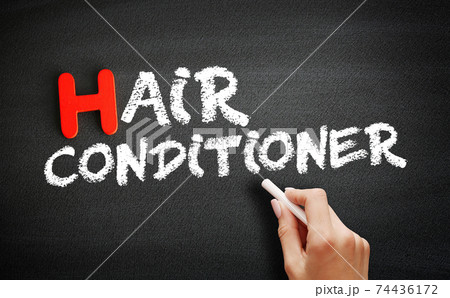 Hand writing Hair conditioner on blackboard, concept background Hand writing Hair conditioner on blackboard, concept background 74436172
