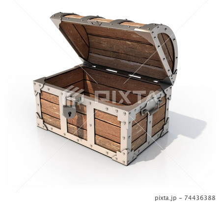 empty treasure chest 3d illustration 74436388
